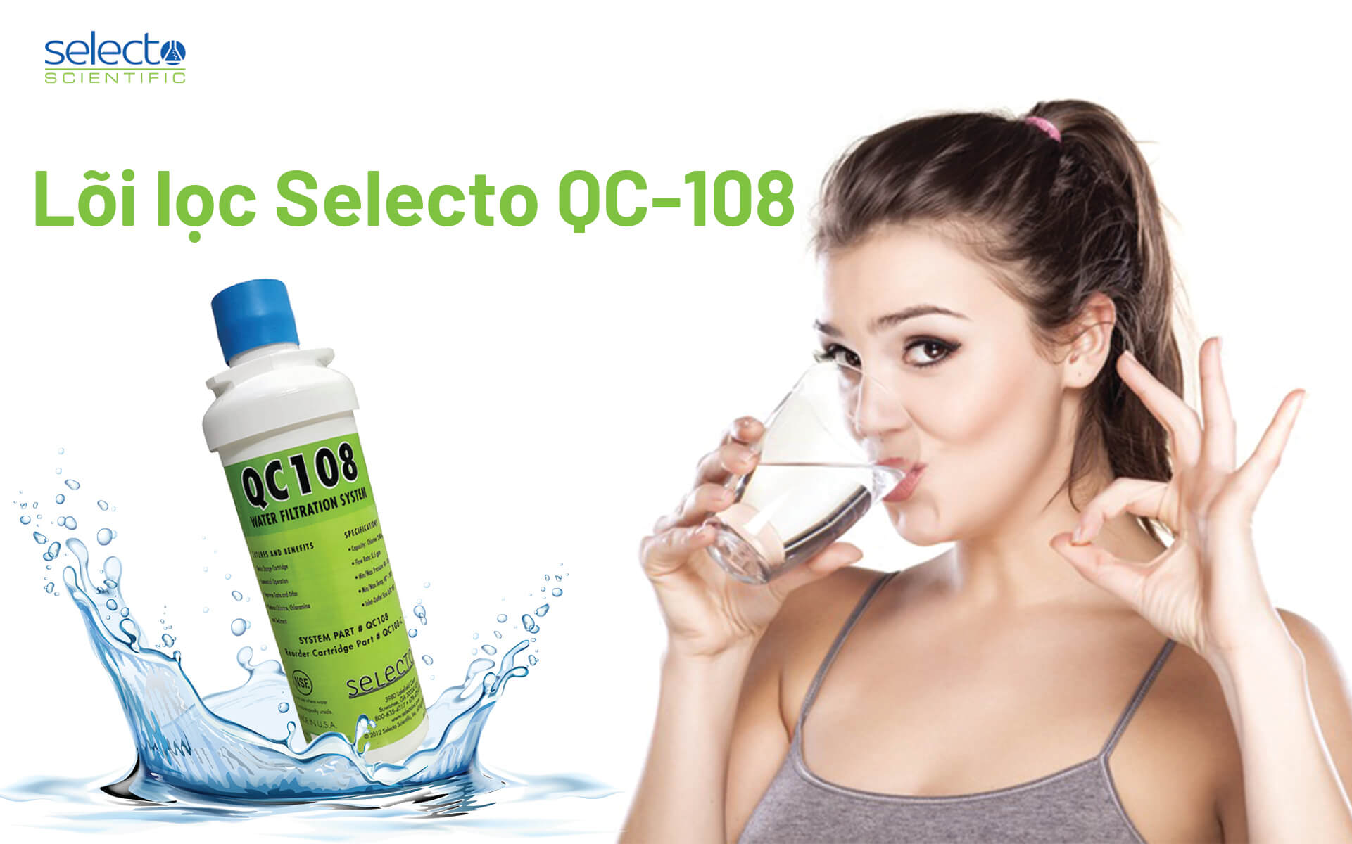 Lõi lọc Selecto QC 108 cung cấp nước uống trực tiếp