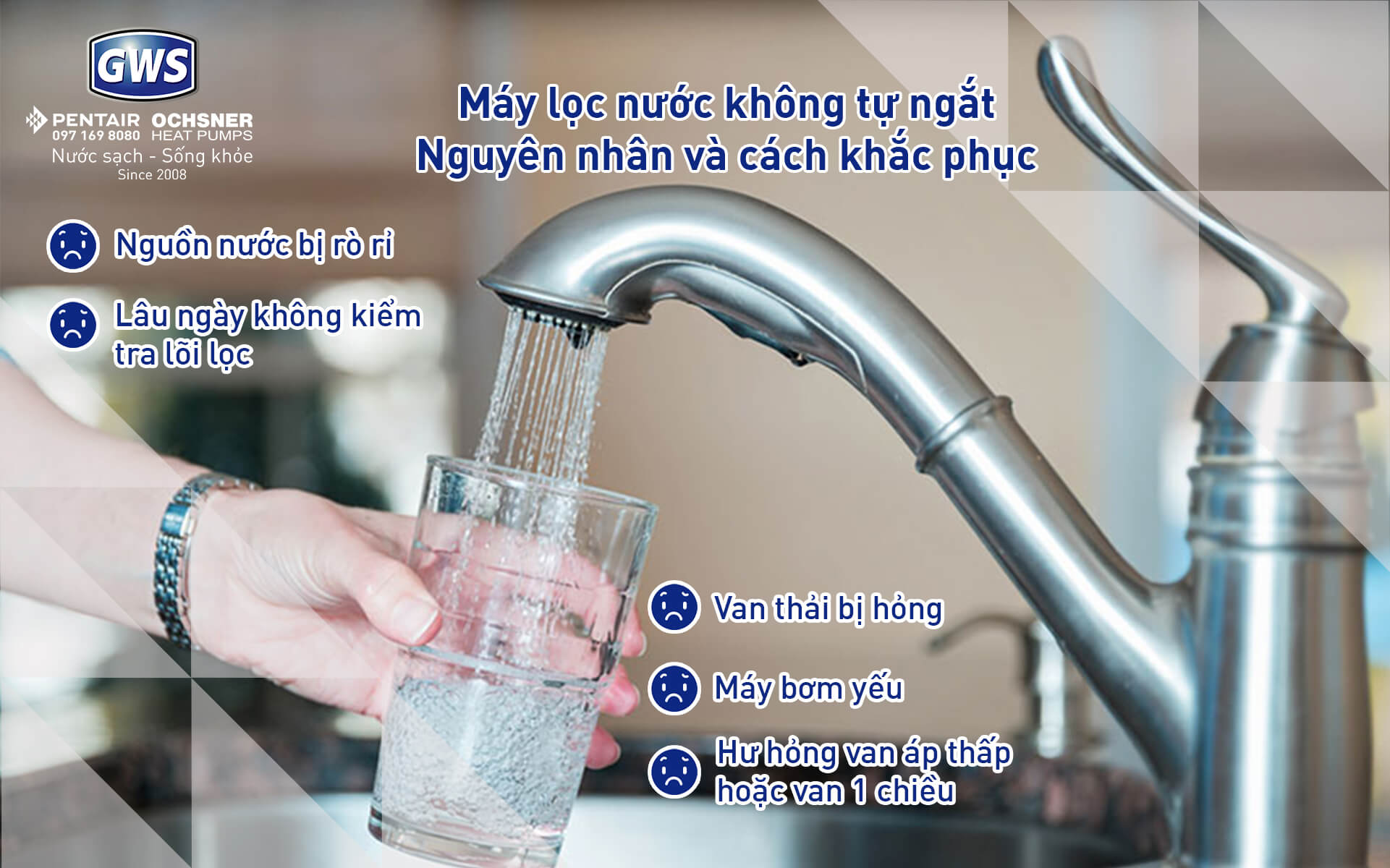 Tại sao máy lọc nước chạy không ngắt?